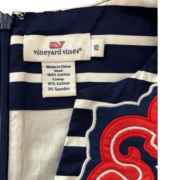 VINEYARD VINES shift dress. 10. Navy blue/white stripes with red embellishments - Picture 4 of 10